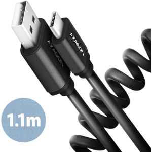 CABLE USB-C TO USB2.0 1.1M/TWISTER BLK BUCM-AM20TB AXAGON
