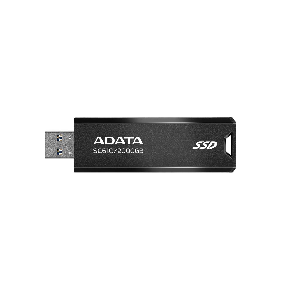 External SSD ADATA SC610 2TB USB 3.2 Write speed 500 MBytes/sec Read speed 550 MBytes/sec SC610-2000G-CBK/RD