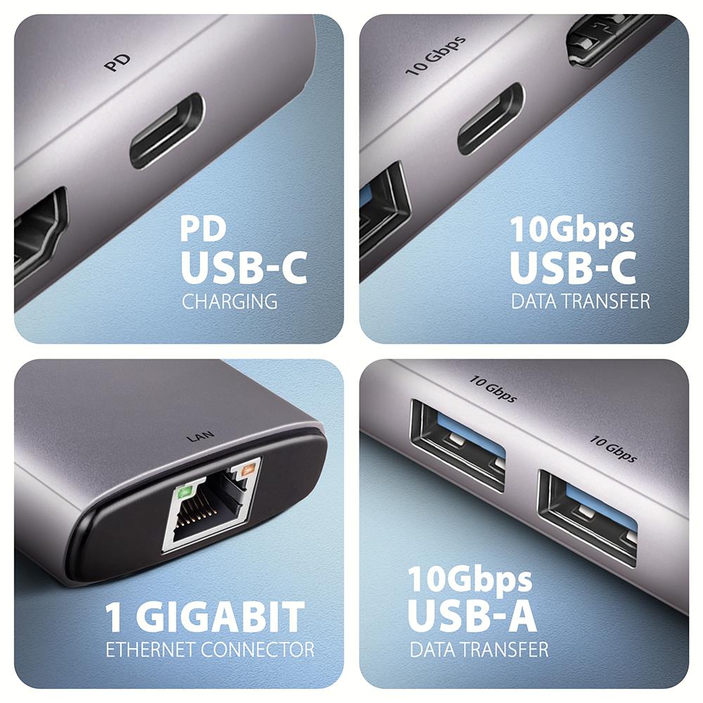 I/O HUB USB-C 6IN1 10GBPS/0.15M HMC-6G2L AXAGON - Image 4