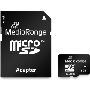 MEMORY MICRO SDHC 8GB C10/W/ADAPTER MR957 MEDIARANGE