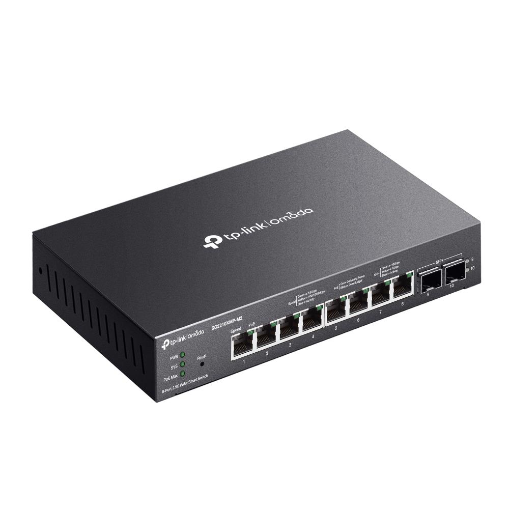 Switch TP-LINK Type L2 Desktop/pedestal 8x2.5GbE 2xSFP+ PoE+ ports 8 160 Watts SG2210XMP-M2 - Image 3