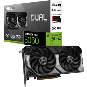 Graphics Card ASUS NVIDIA GeForce RTX 5060 8 GB GDDR7 128 bit PCIE 5.0 16x Dual Slot Fansink 1xHDMI 3xDisplayPort DUAL-RTX5060-O8G