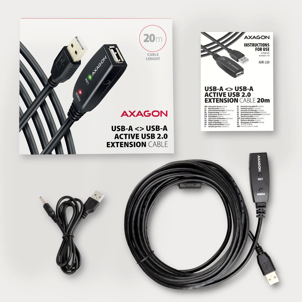 CABLE USB2.0 A-M/A-F ACTIVE/20M ADR-220 AXAGON - Image 3