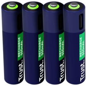BATTERY RECH. LI-ION AAA/500MAH USB-C 4PACK 25671 TRUST