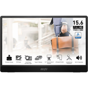 LCD Monitor MSI PRO MP161 E2U 15.6" Business Panel IPS 1920x1080 16:9 60Hz Matte Speakers Tilt Colour Black PROMP161E2U