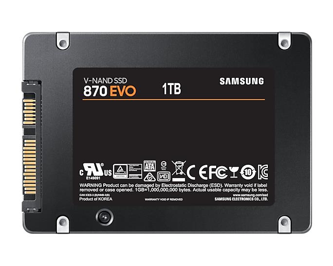 SSD SAMSUNG 870 EVO 1TB SATA SATA 3.0 MLC Write speed 530 MBytes/sec Read speed 560 MBytes/sec 2,5" TBW 600 TB MTBF 1500000 hours MZ-77E1T0B/EU - Image 3