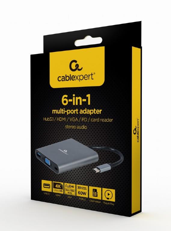 I/O ADAPTER USB-C TO HDMI/USB3/6IN1 A-CM-COMBO6-01 GEMBIRD - Image 3