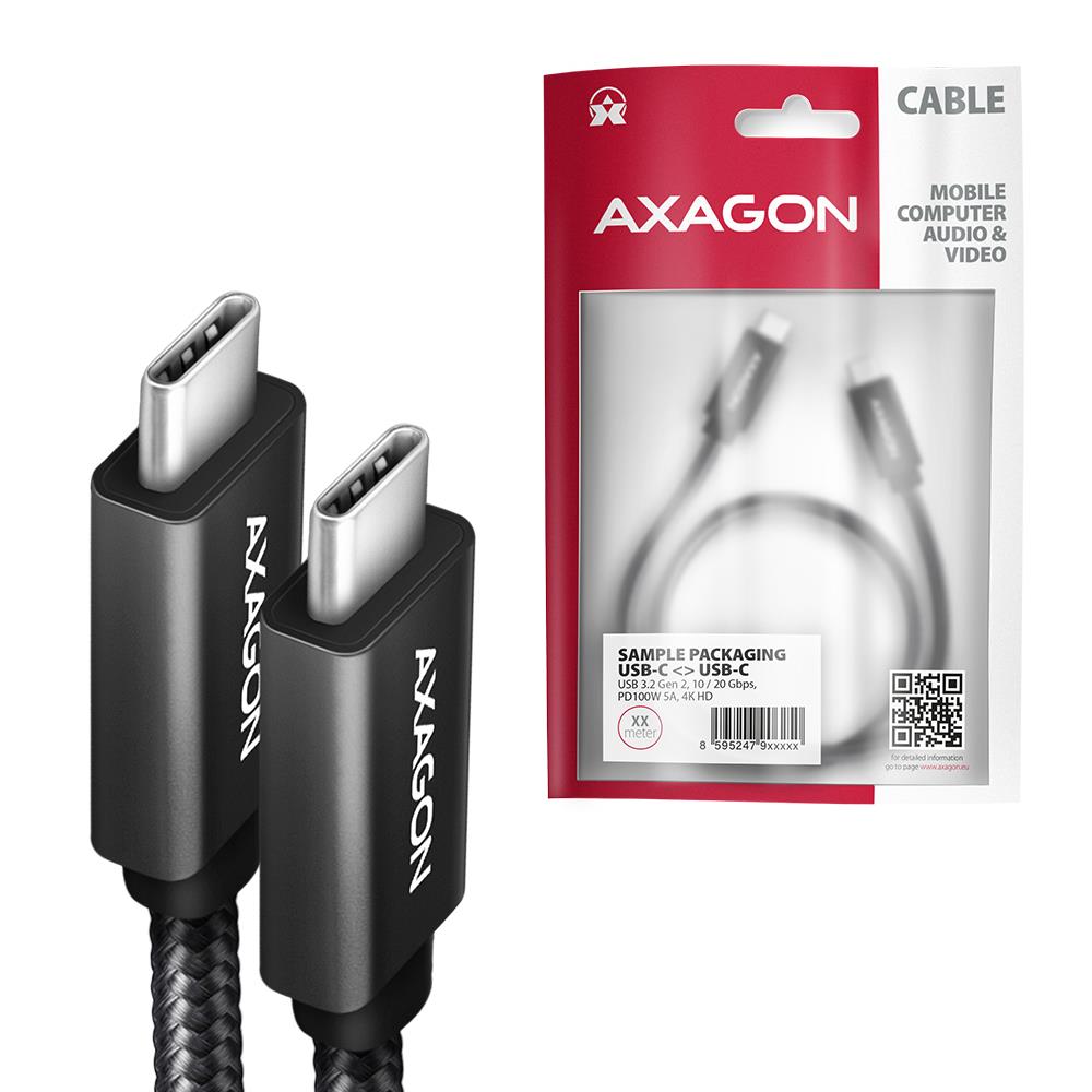 CABLE USB-C TO USB-C 0.5M 100W/BLACK BUCM32-CM05AB AXAGON - Image 2