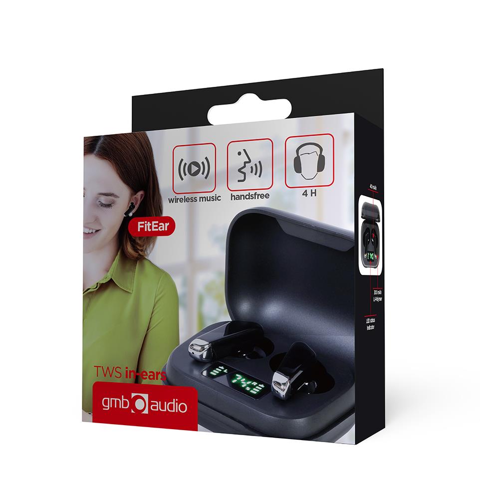 HEADSET BLUETOOTH IN-EAR/TWS BLACK FITEAR-X300B GEMBIRD - Image 3