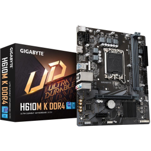 Mainboard GIGABYTE Intel H610 LGA1700 Micro-ATX Memory DDR4 Memory slots 2 1xPCI-Express 3.0 1x 1xPCI-Express 4.0 16x 1xM.2 1xHDMI 4xUSB 2.0 2xUSB 3.2 1xRJ45 3xAudio port H610MKDDR42.0