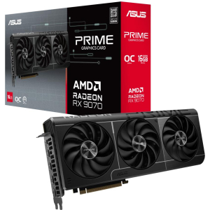 Graphics Card ASUS AMD Radeon RX 9070 16 GB GDDR6 256 bit PCIE 5.0 16x Triple slot Fansink 1xHDMI 3xDisplayPort PRIME-RX9070-O16G