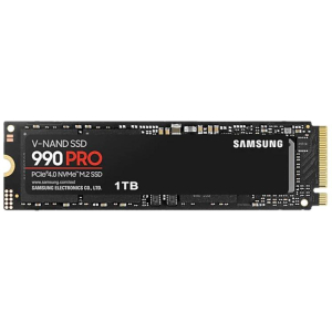 SSD SAMSUNG 990 PRO 1TB M.2 PCIE NVMe MLC Write speed 6900 MBytes/sec Read speed 7450 MBytes/sec 2.3mm TBW 600 TB MTBF 1500000 hours MZ-V9P1T0BW