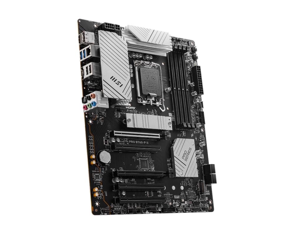 Mainboard MSI Intel B760 Express LGA1700 Memory DDR5 Memory slots 4 5xPCI-Express 5.0 16x 2xM.2 1xHDMI 1xDisplayPort 2xUSB 2.0 2xUSB 3.2 1xUSB-C 1xOptical S/PDIF 1xRJ45 5xAudio port PROB760-PII - Image 4