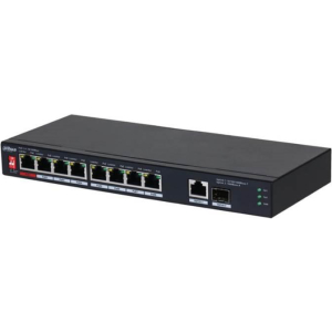 Switch DAHUA PFS3110-8ET1GT1GF-96 Desktop/pedestal 8x10Base-T / 100Base-TX 1x10Base-T / 100Base-TX / 1000Base-T 2x1000Base-T PoE ports 8 96 Watts DH-PFS3110-8ET1GT1GF-96
