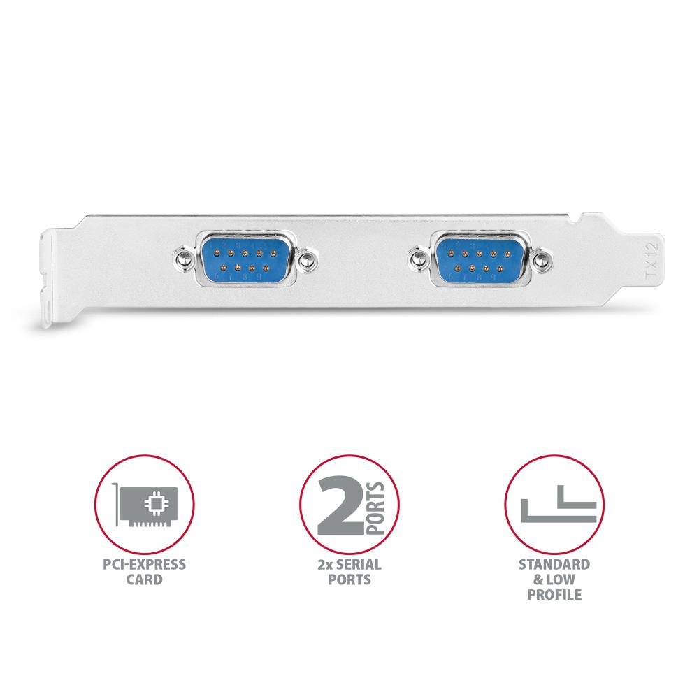 NET CARD PCIE 2PORT 250KBPS/SP&LP PCEA-S2N AXAGON - Image 2