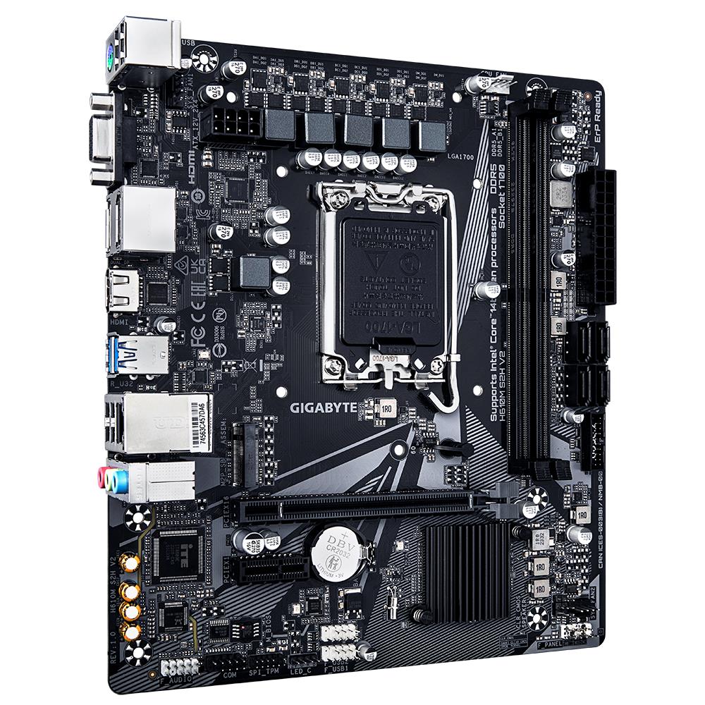 Mainboard GIGABYTE Intel H610 LGA1700 Micro-ATX Memory DDR5 Memory slots 2 1xPCI-Express 3.0 1x 1xPCI-Express 4.0 16x 1xM.2 1x15pin D-sub 1xHDMI 2xDisplayPort 4xUSB 2.0 2xUSB 3.2 1xPS/2 1xRJ45 3xAudio port H610MS2HV21.0 - Image 3