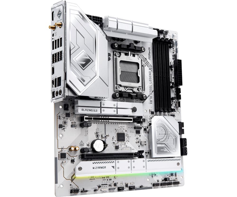 Mainboard ASROCK AMD X870 SAM5 ATX Memory DDR5 Memory slots 4 1xPCI-Express 4.0 16x 1xPCI-Express 5.0 16x 4xM.2 1xHDMI 4xUSB 2.0 5xUSB 3.2 2xUSB-C 1xOptical S/PDIF 1xRJ45 2xAudio port X870STEELLEGENDWIFI - Image 3