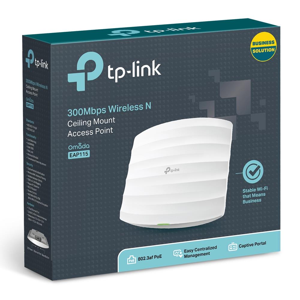 Access Point TP-LINK Omada 300 Mbps IEEE 802.3af IEEE 802.11b IEEE 802.11g IEEE 802.11n 1xRJ45 Number of antennas 2 EAP115 - Image 4