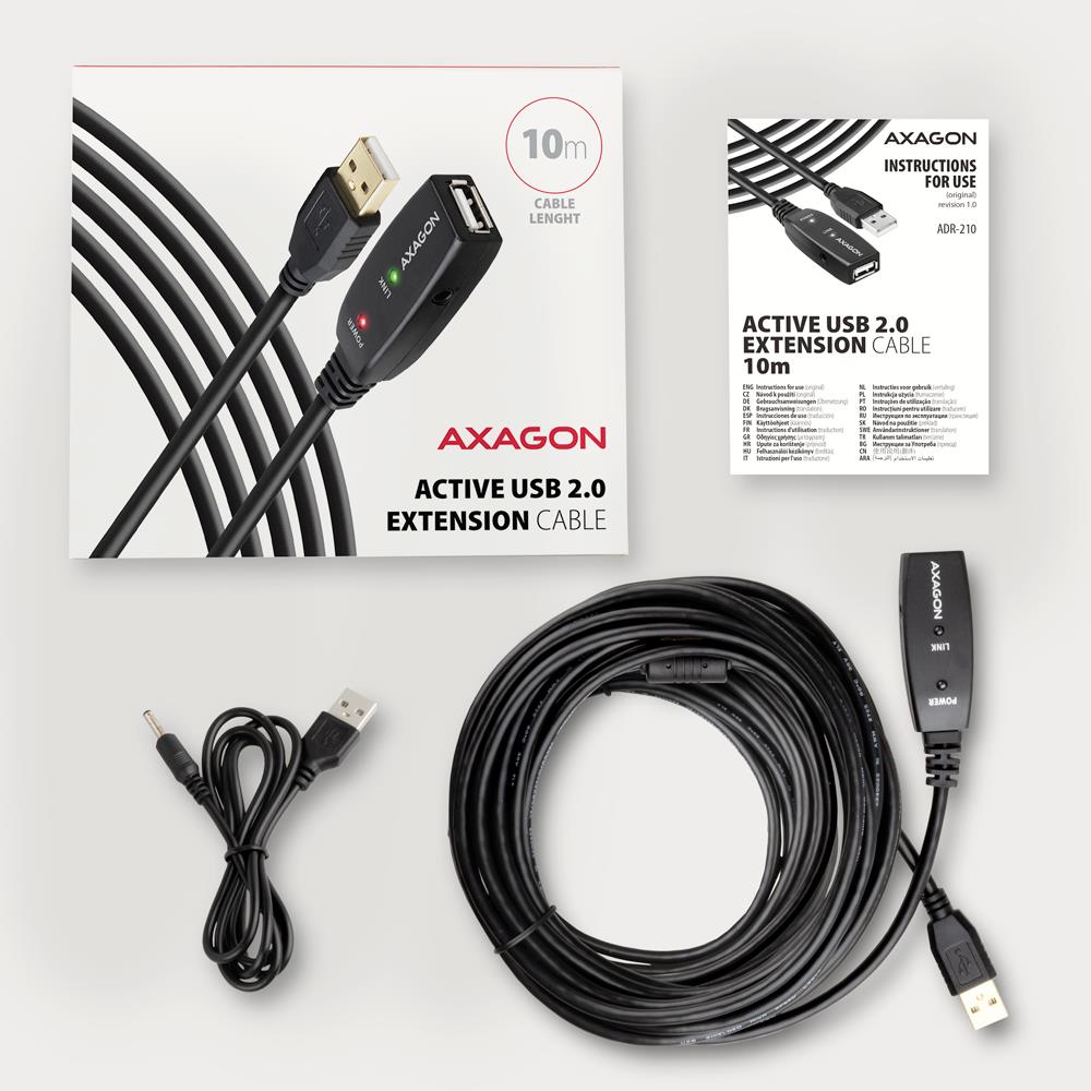 CABLE USB2.0 A-M/A-F ACTIVE/10M ADR-210 AXAGON - Image 3