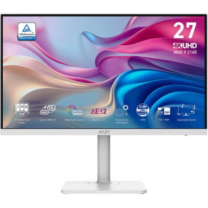 LCD Monitor MSI MODERN MD272UPHW 27" Business/4K Matte Panel IPS 3840x2160 16:9 60Hz 4 ms Speakers Colour White MODERNMD272UPHW