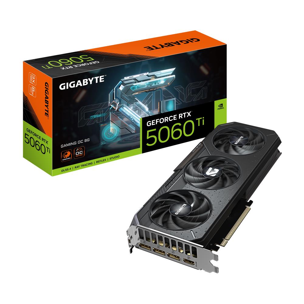 Graphics Card GIGABYTE NVIDIA GeForce RTX 5060 Ti 8 GB GDDR7 128 bit PCIE 5.0 16x GPU 2647 MHz Triple slot Fansink 1xHDMI 3xDisplayPort GV-N506TGAMINGOC-8GD