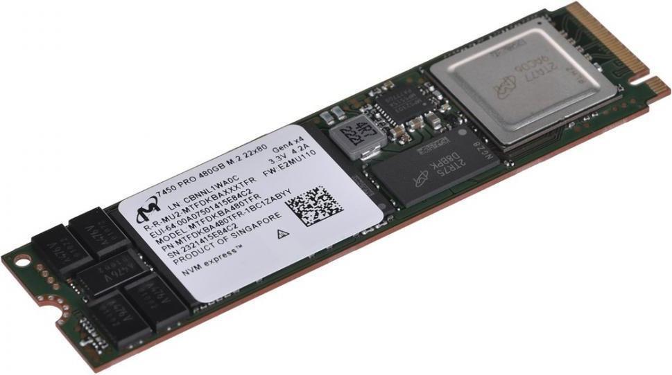 SSD MICRON SSD series 7450 PRO 480GB NVMe NAND flash technology 3D NAND Write speed 700 MBytes/sec Read speed 5000 MBytes/sec Form Factor M.2 TBW 800 TB MTBF 2000000 hours MTFDKBA480TFR-1BC1ZABYYR
