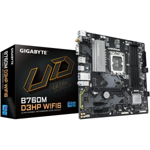 Mainboard GIGABYTE Intel B760 Express LGA1700 Micro-ATX Memory DDR5 Memory slots 4 2xPCI-Express 3.0 1x 1xPCI-Express 4.0 16x 2xM.2 1x15pin D-sub 1xHDMI 1xDisplayPort 2xUSB 2.0 3xUSB 3.2 1xUSB-C 1xPS/2 1xRJ45 3xAudio port B760MD3HPWIFI61.0