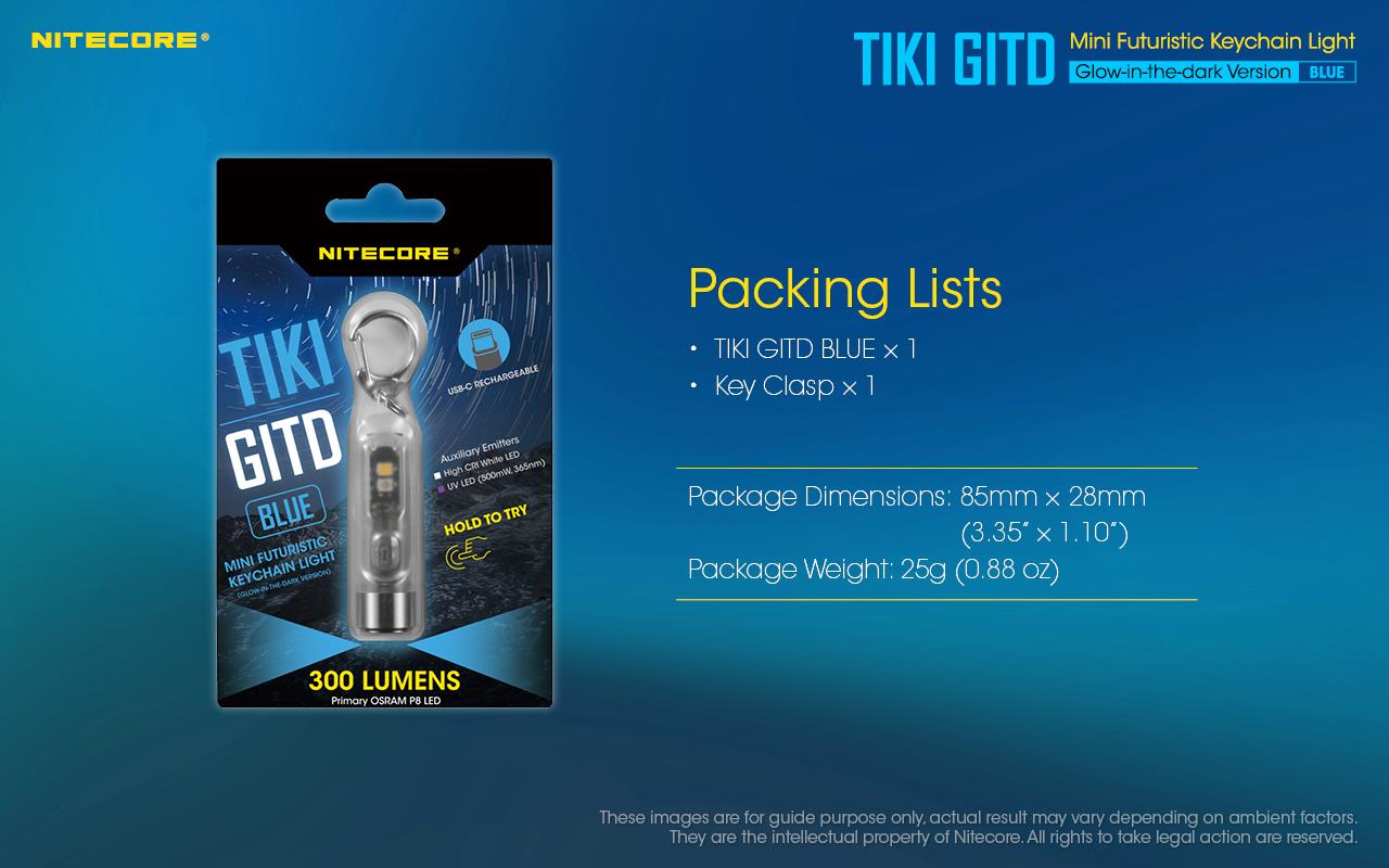 FLASHLIGHT T SERIES 300 LUMENS/TIKI GITD BLUE NITECORE - Image 6