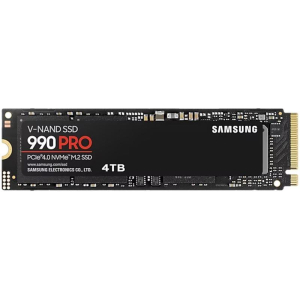 SSD SAMSUNG 990 PRO 4TB M.2 PCIe Gen4 NVMe TLC Write speed 6900 MBytes/sec Read speed 7450 MBytes/sec 2.3mm TBW 2400 TB MTBF 1500000 hours MZ-V9P4T0BW