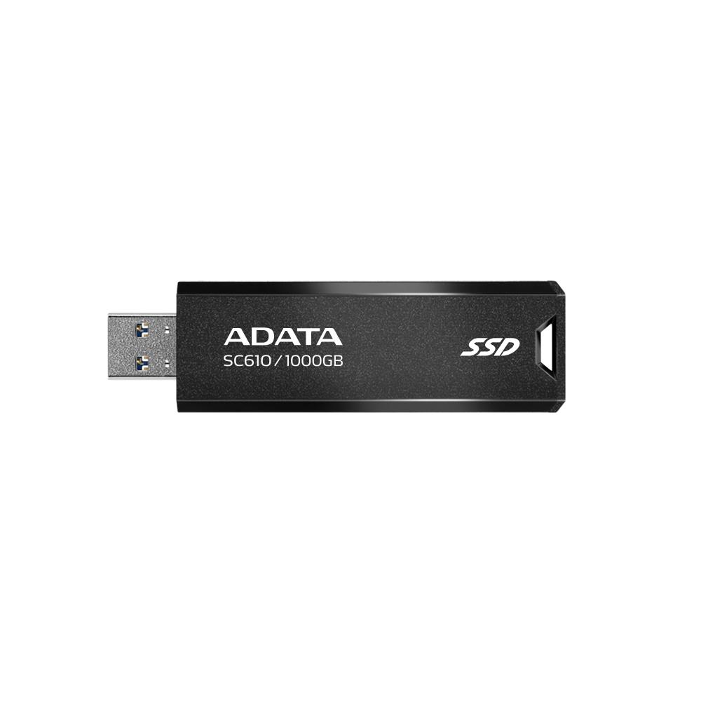 External SSD ADATA SC610 1TB USB 3.2 Write speed 500 MBytes/sec Read speed 550 MBytes/sec SC610-1000G-CBK/RD