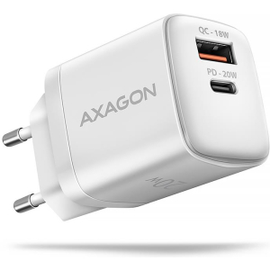 MOBILE CHARGER WALL USB 20W/2PORT WHITE ACU-PQ20W AXAGON