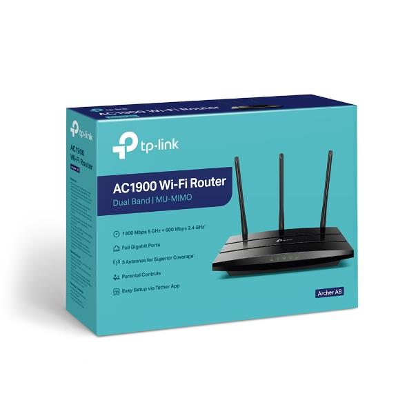 Wireless Router TP-LINK Router 1900 Mbps 1 WAN 4x10/100/1000M Number of antennas 3 ARCHERA8 - Image 4