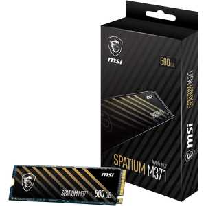 SSD MSI SPATIUM M371 500GB M.2 PCIE NVMe 3D NAND Write speed 1150 MBytes/sec Read speed 2200 MBytes/sec 2.15mm TBW 110 TB MTBF 1500000 hours S78-440K160-P83