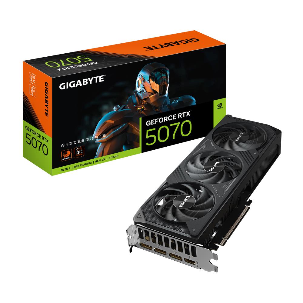 Graphics Card GIGABYTE NVIDIA GeForce RTX 5070 12 GB GDDR7 192 bit PCIE 5.0 16x GPU 2542 MHz Triple slot Fansink 1xHDMI 3xDisplayPort GV-N5070WF3OC-12GD
