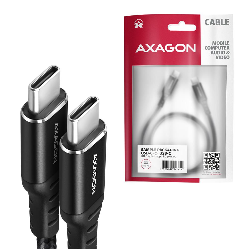 CABLE USB-C TO USB-C 3M 60W/HQ BLACK BUCM-CM30AB AXAGON - Image 2