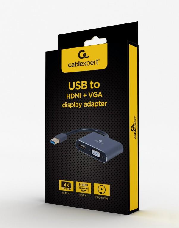 I/O ADAPTER USB3 TO HDMI/VGA/GREY A-USB3-HDMIVGA-01 GEMBIRD - Image 2