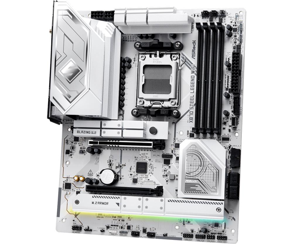 Mainboard ASROCK AMD X870 SAM5 ATX Memory DDR5 Memory slots 4 1xPCI-Express 4.0 16x 1xPCI-Express 5.0 16x 4xM.2 1xHDMI 4xUSB 2.0 5xUSB 3.2 2xUSB-C 1xOptical S/PDIF 1xRJ45 2xAudio port X870STEELLEGENDWIFI - Image 4