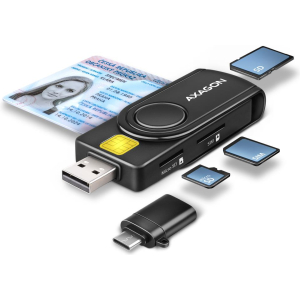 CARD READER USB-C+USB2.0 4SLOT/SMARTCARD CRE-SMP2A AXAGON