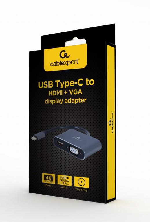 I/O ADAPTER USB-C TO HDMI/VGA/A-USB3C-HDMIVGA-01 GEMBIRD - Image 2