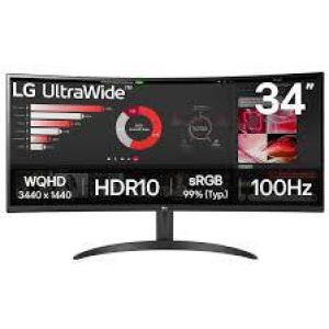 LCD Monitor LG 34" Curved/21 : 9 Panel VA 3440x1440 21:9 100 Hz 5 ms Tilt 34WR50QK-B