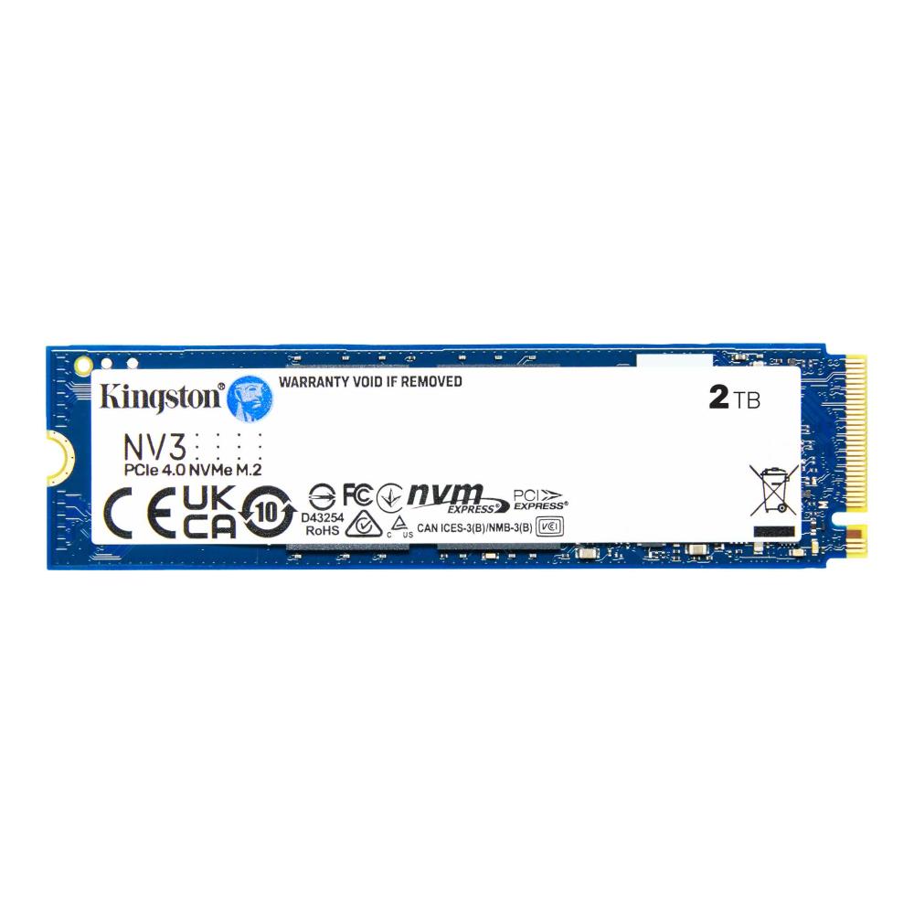 SSD KINGSTON NV3 2TB M.2 PCIE NVMe 3D NAND Write speed 5000 MBytes/sec Read speed 6000 MBytes/sec TBW 640 TB MTBF 200000 hours SNV3S/2000G