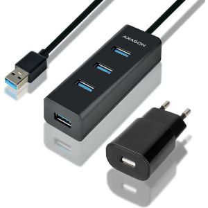 I/O HUB USB3.0 4PORT CHARGING/W/AC 1.2M HUE-S2BP AXAGON