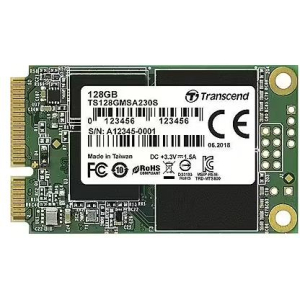 SSD TRANSCEND 128GB mSATA SATA 3.0 Write speed 400 MBytes/sec Read speed 550 MBytes/sec MTBF 2000000 hours TS128GMSA230S