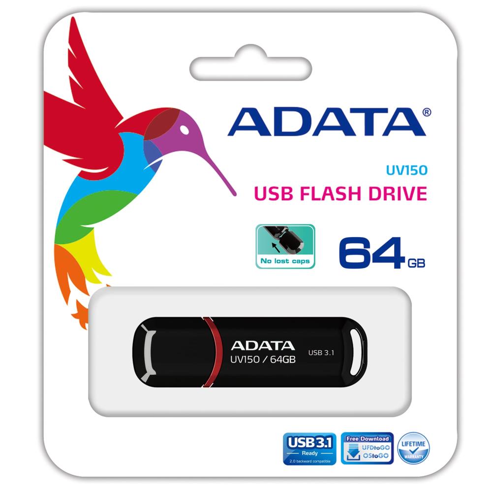 MEMORY DRIVE FLASH USB3.1 64GB/BLACK AUV150-64G-RBK ADATA - Image 2