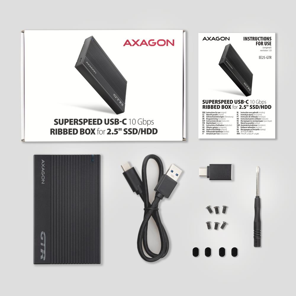 HDD ACC ENCLOSURE 2.5"/USB-C BLACK EE25-GTR AXAGON - Image 3