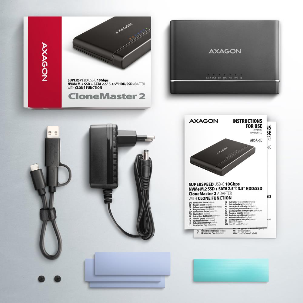SSD ACC ADAPTER USB-C/M.2&SATA/10GBPS 0.1M ADSA-CC AXAGON - Image 3