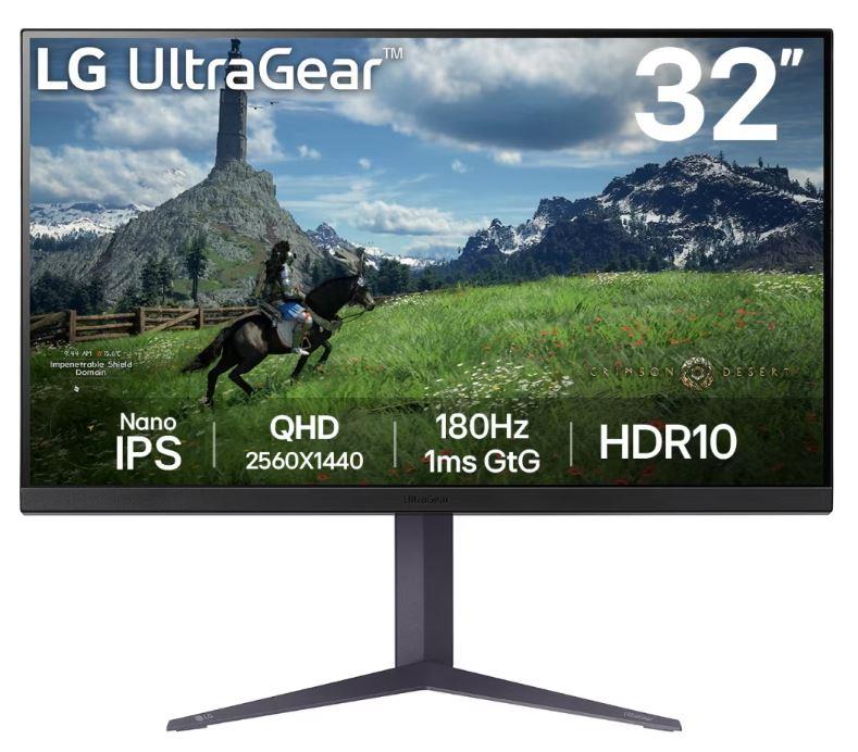 LCD Monitor LG 31.5" Panel IPS 2560x1440 16:9 180Hz 1 ms Pivot Height adjustable Tilt Colour Black 32GS85Q-B