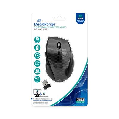 MOUSE USB OPTICAL WRL 5-BUTTON/BLACK MROS207 MEDIARANGE - Image 3