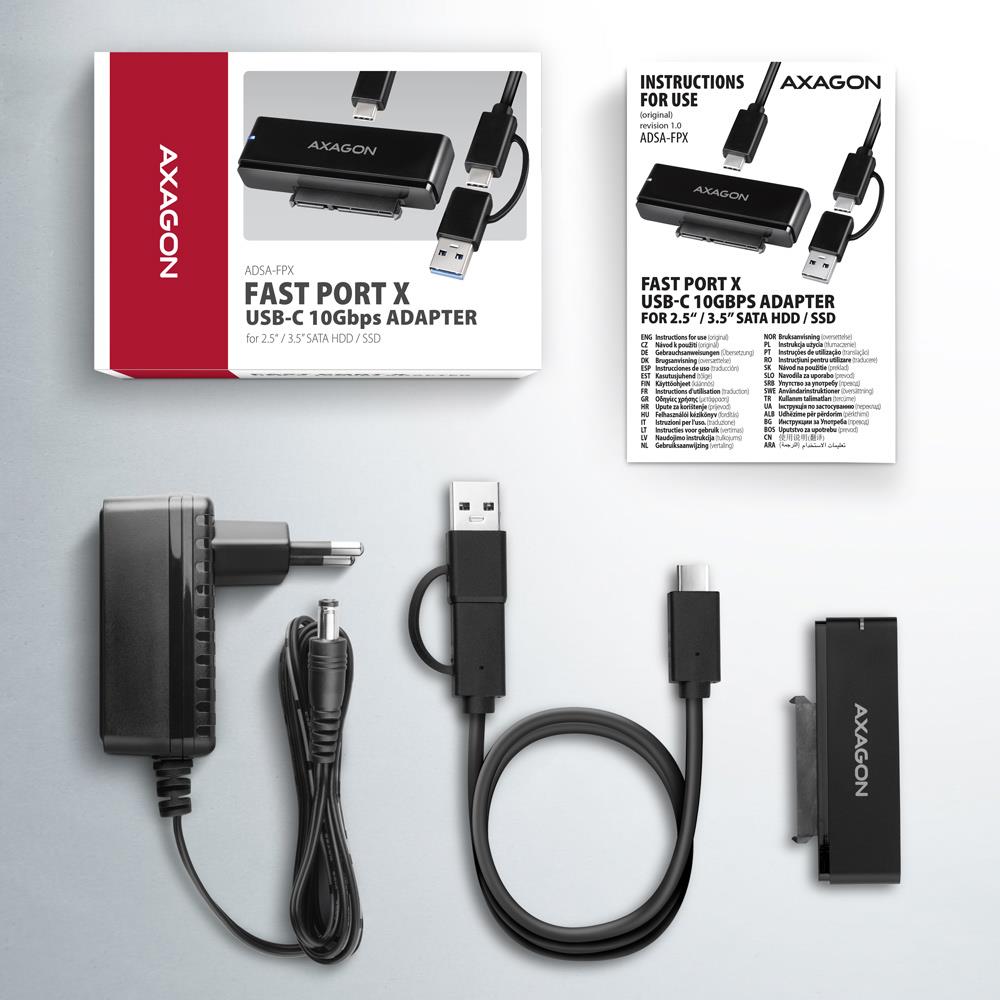 SSD ACC ADAPTER USB-C/SATA 6G/10GBPS 0.6M ADSA-FPX AXAGON - Image 3