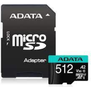 MEMORY MICRO SDXC 512GB W/AD./AUSDX512GUI3V30SA2-RA1 ADATA
